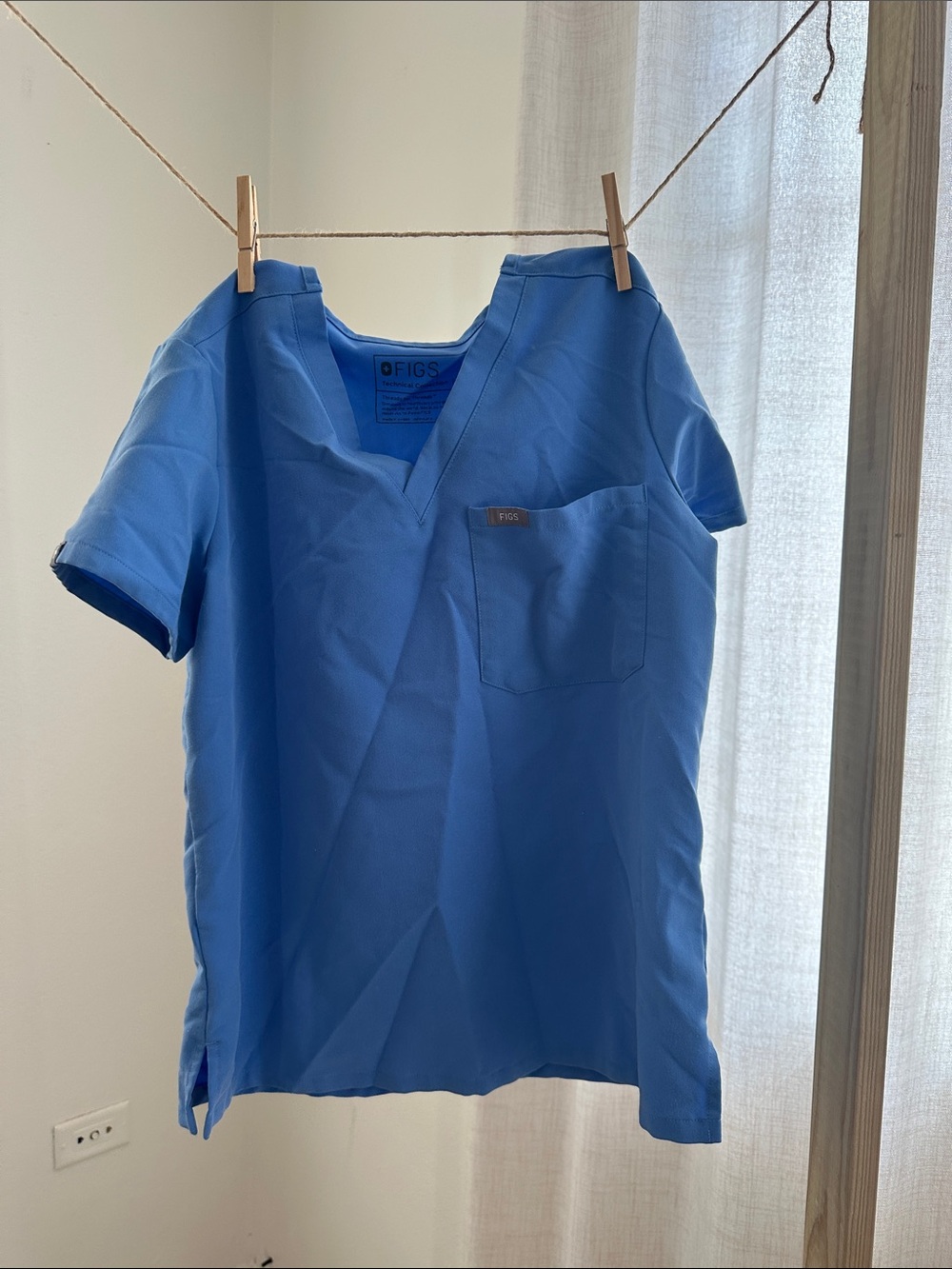 Figs Women's Light Blue V-Neck Short Sleeve Scrub Top
